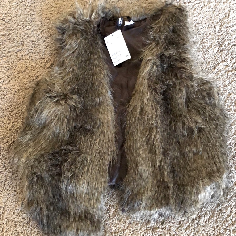 H&M Brown Faux Fur Vest